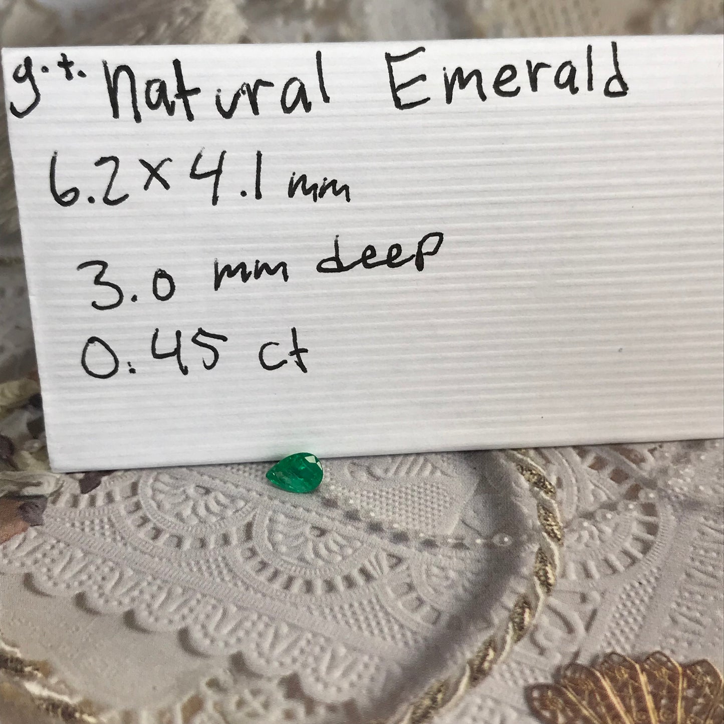 6x4mm Green Emerald mm 0.45 Carats Pear Cut Loose Faceted Gemstone