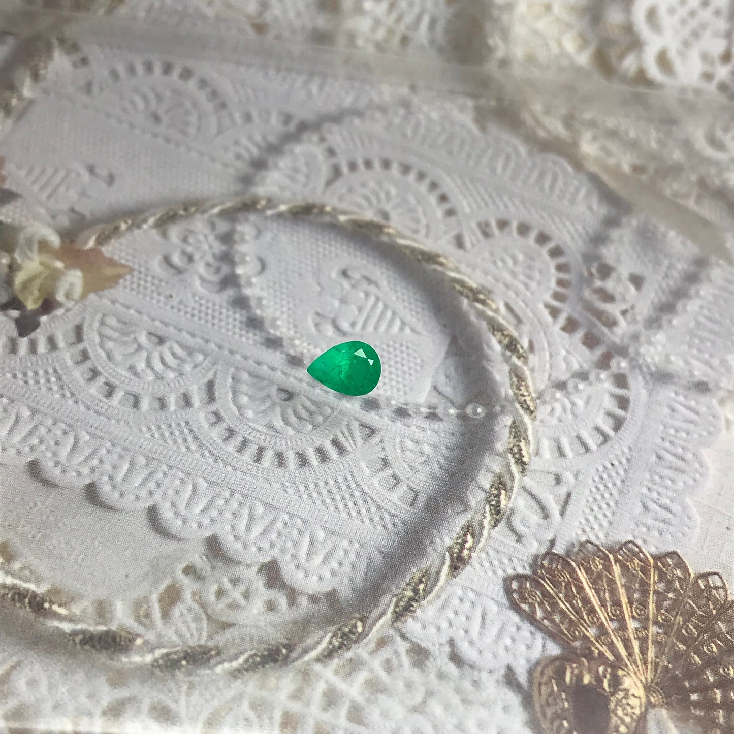 6.5x5mm Green Emerald 0.53 Carats Pear Cut Loose Faceted Gemstone