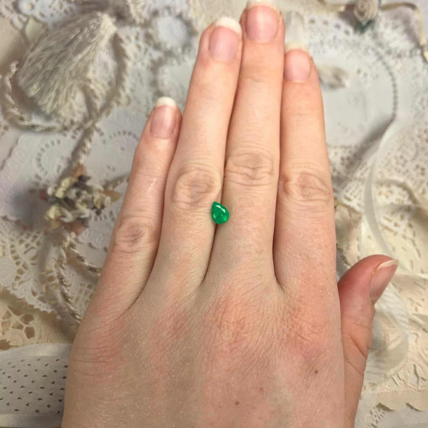 6.5x5mm Green Emerald 0.53 Carats Pear Cut Loose Faceted Gemstone