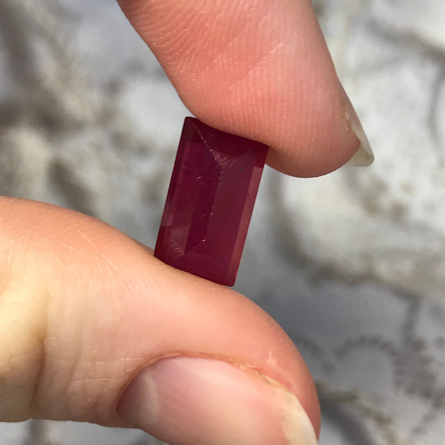5.58 carat Ruby Lead Filled 12.6x7mm Rectangle Cut Loose Gemstone Faceted Gem