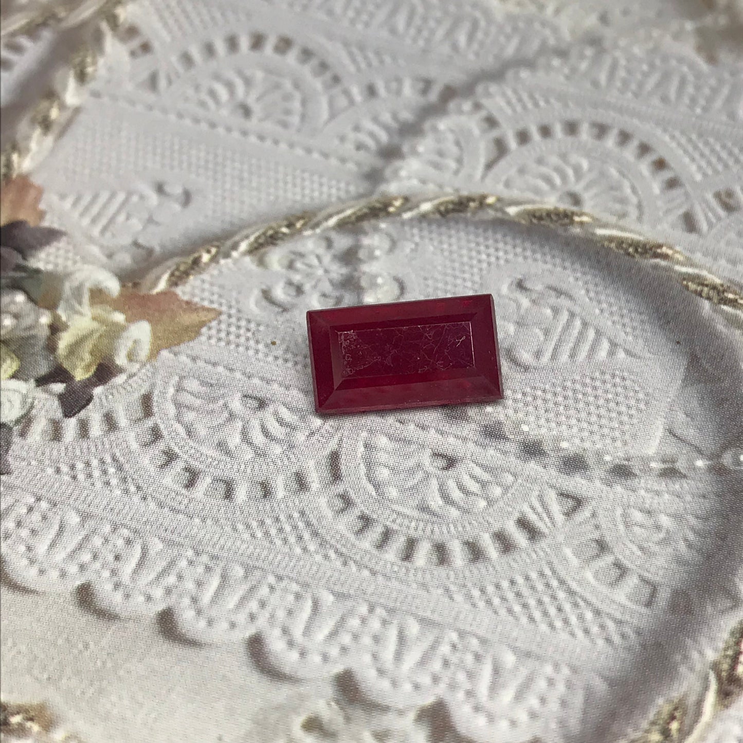 5.58 carat Ruby Lead Filled 12.6x7mm Rectangle Cut Loose Gemstone Faceted Gem