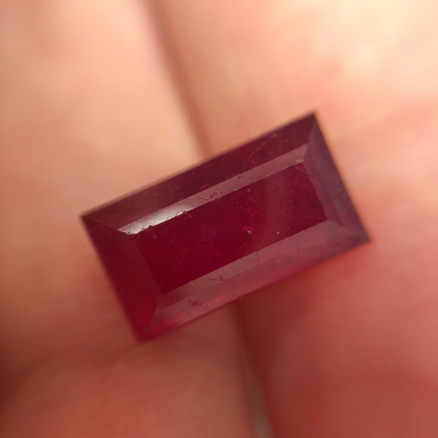 5.58 carat Ruby Lead Filled 12.6x7mm Rectangle Cut Loose Gemstone Faceted Gem