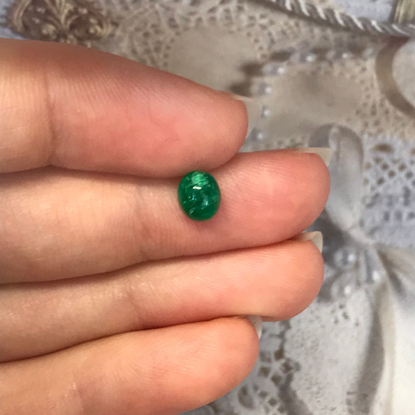 6x5mm Green Emerald Cabochon 0.80 Carats Loose Gem Gemstone Genuine Emerald Unmounted for Pendant Jewelry