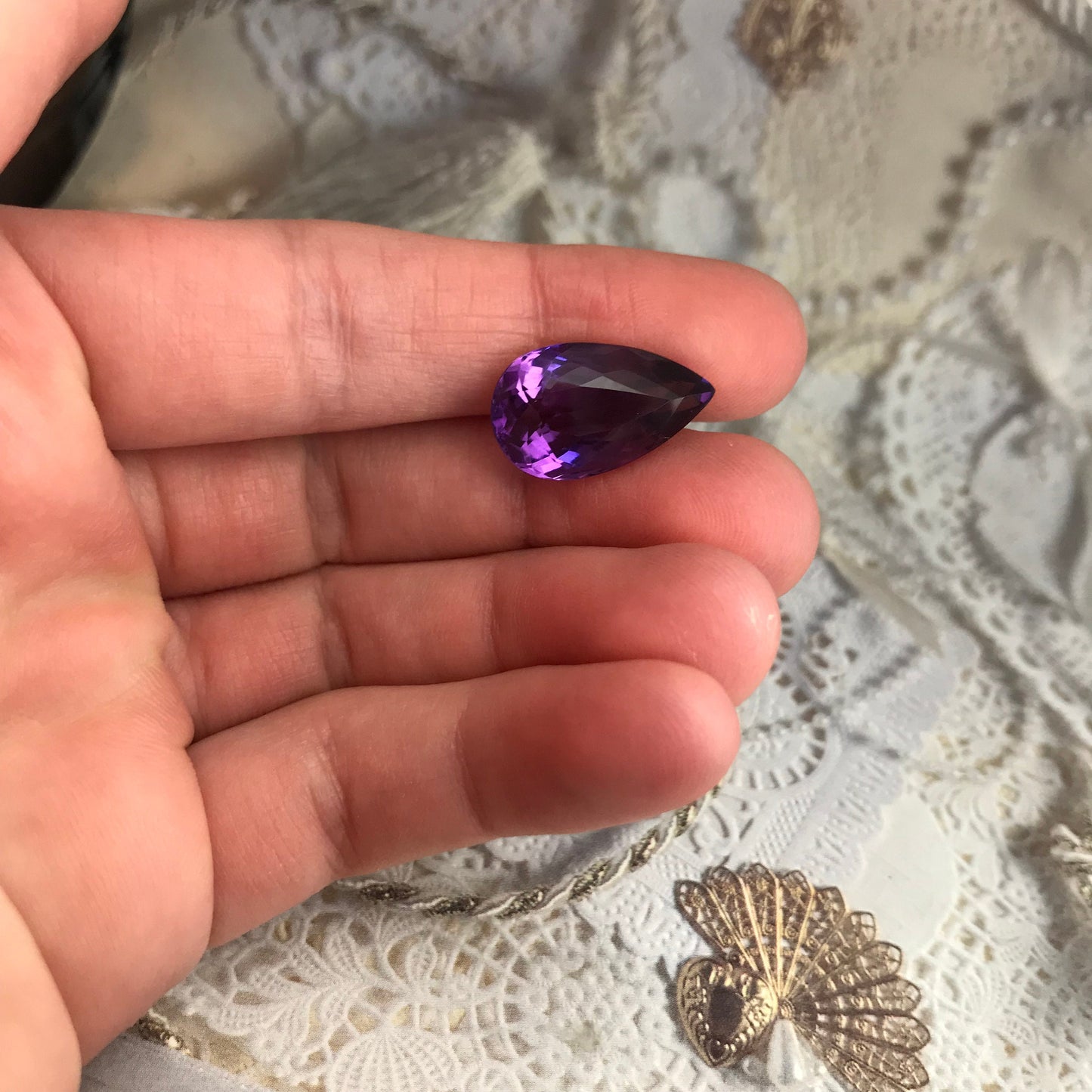 Gorgeous! 10 Carat 19x11mm Pear Purple Amethyst Loose Gem Wholesale Gemstone Faceted Unmounted February Birthstone Large ct Quartz