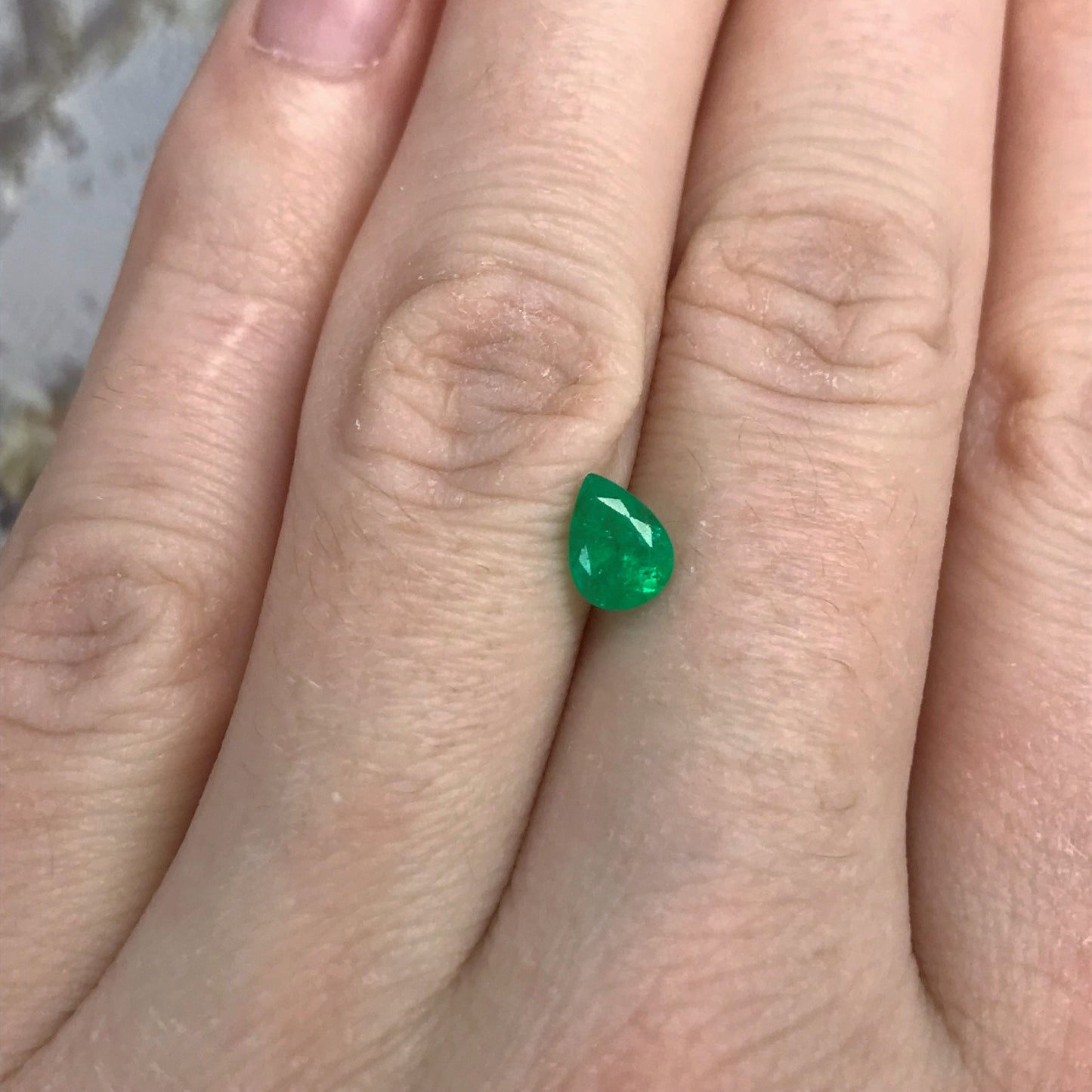 6.5x5mm Green Emerald 0.53 Carats Pear Cut Loose Faceted Gemstone