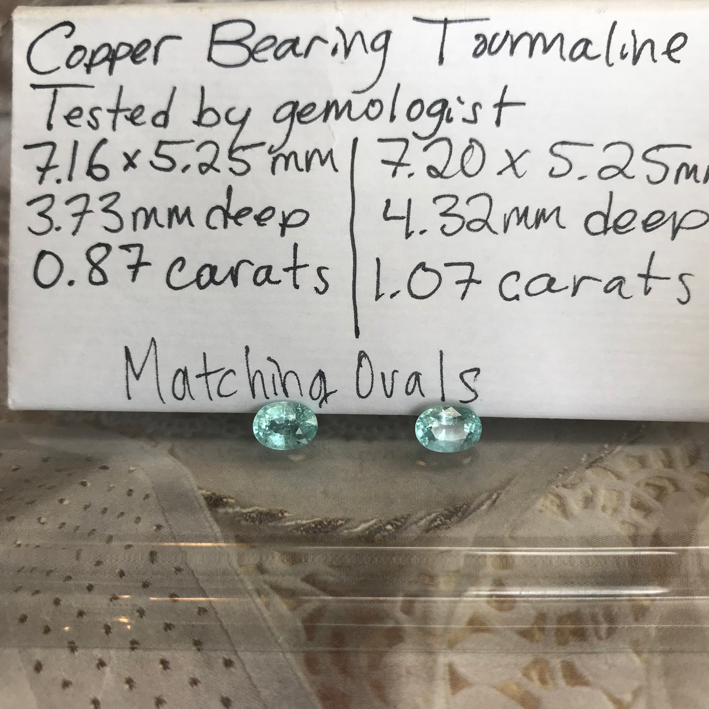 Natural Matching Green Blue Tourmaline 7x5 mm Oval Pair Paraiba Color 1.94 ctw Faceted Loose Gemstone Unmounted Gems Copper Bearing