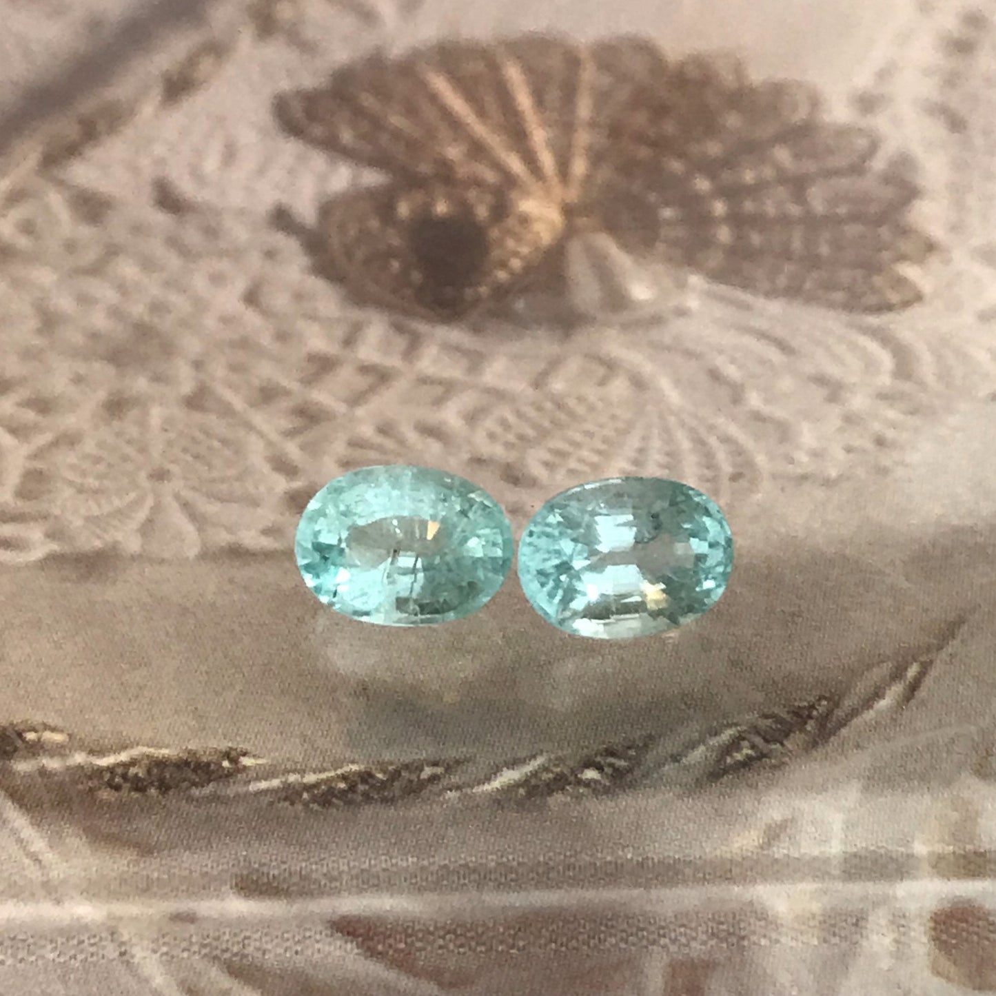 Natural Matching Green Blue Tourmaline 7x5 mm Oval Pair Paraiba Color 1.94 ctw Faceted Loose Gemstone Unmounted Gems Copper Bearing