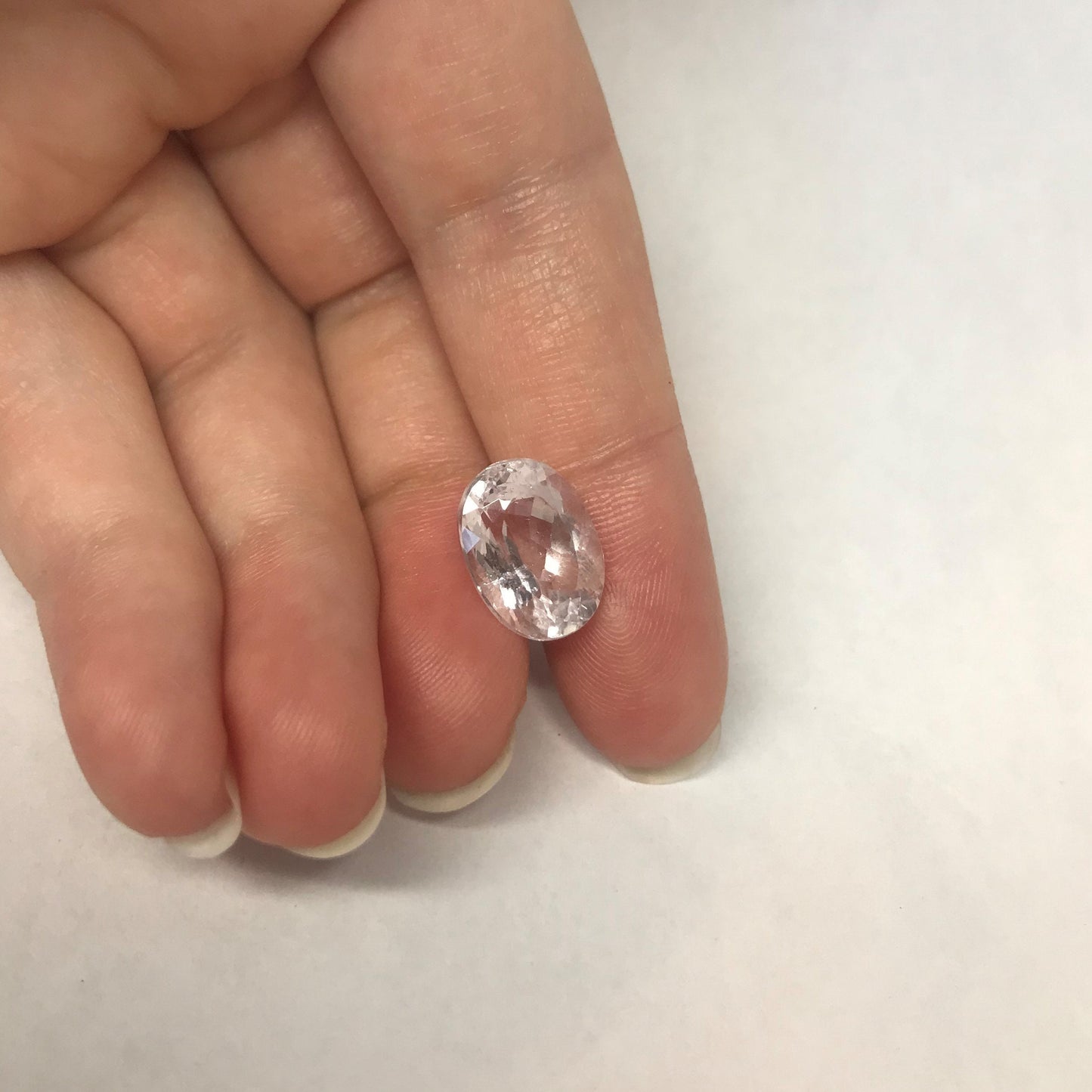 14x10mm Natural Kunzite 7.89 carats Oval Cut Light Faint Pink Spodumene Faceted Loose Gem