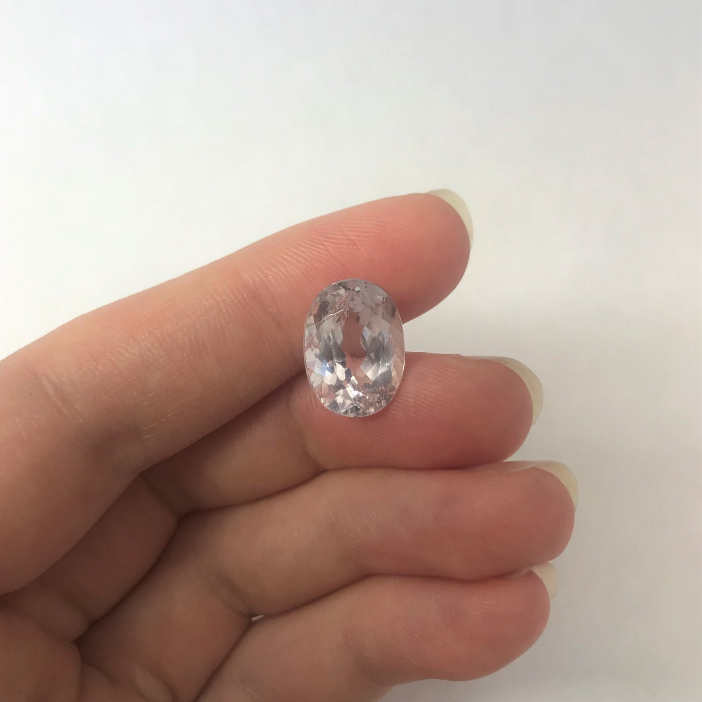 14x10mm Natural Kunzite 7.89 carats Oval Cut Light Faint Pink Spodumene Faceted Loose Gem