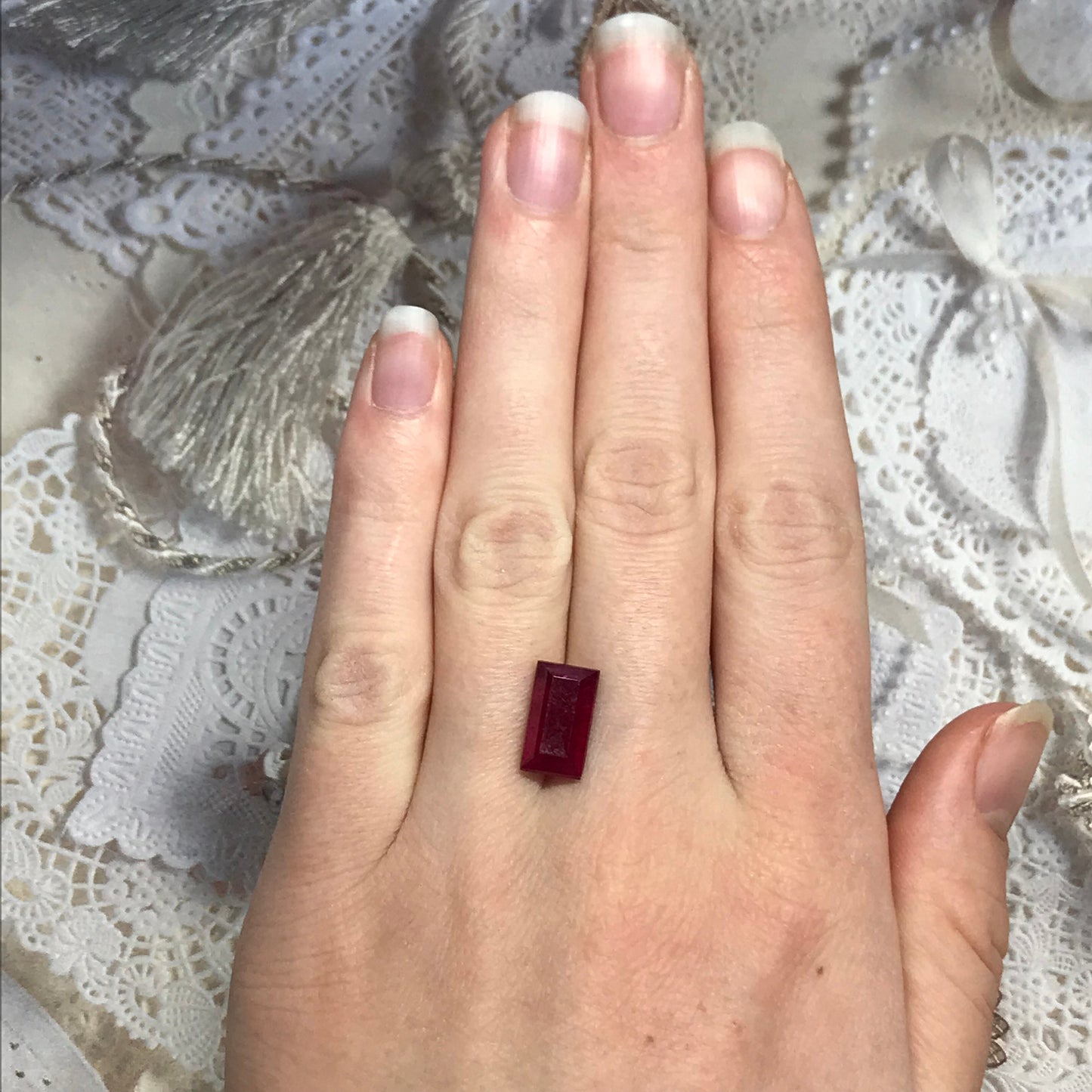 5.58 carat Ruby Lead Filled 12.6x7mm Rectangle Cut Loose Gemstone Faceted Gem