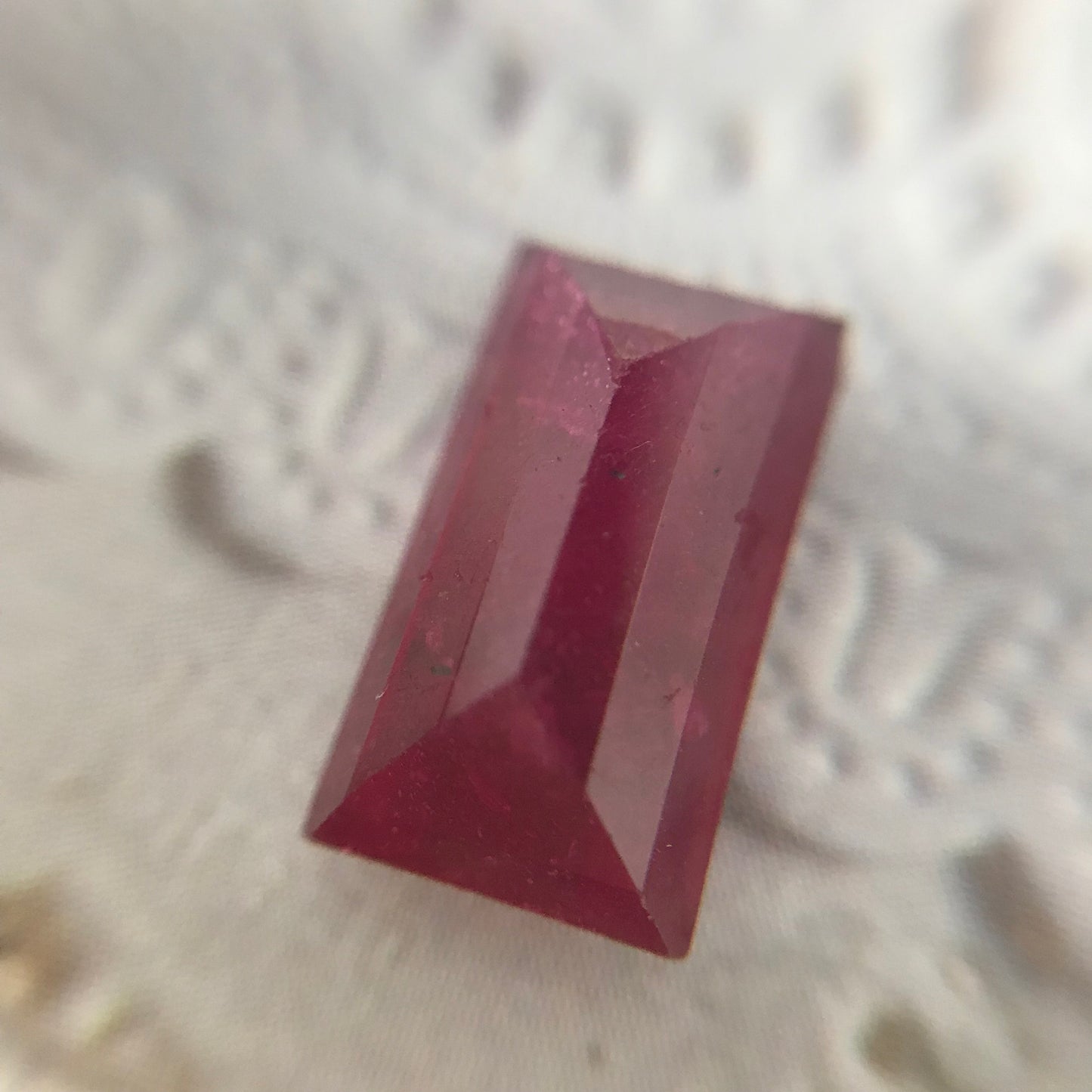 5.58 carat Ruby Lead Filled 12.6x7mm Rectangle Cut Loose Gemstone Faceted Gem
