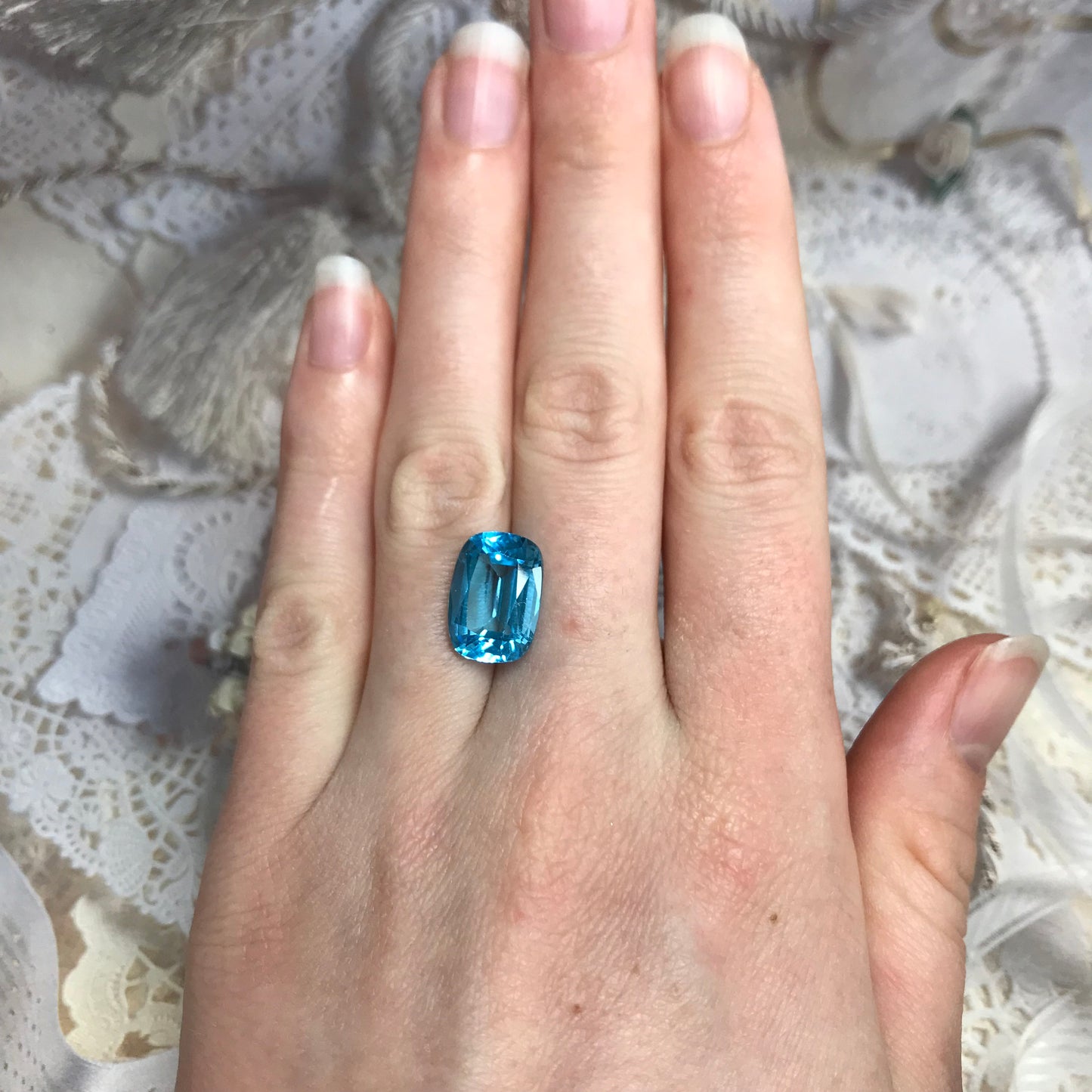 14x10mm Blue Topaz Cushion Cut 8 Carat Loose Gem Baby Swiss Blue