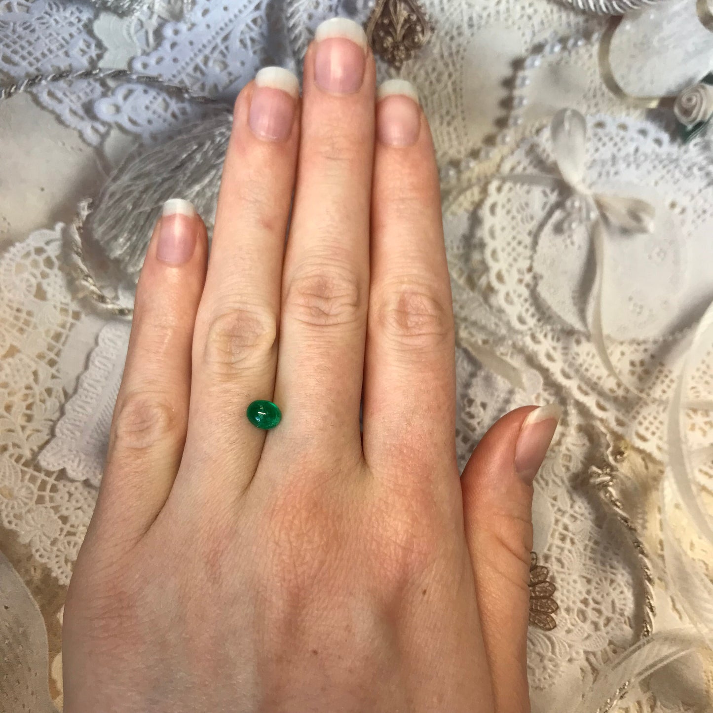 6x5mm Green Emerald Cabochon 0.80 Carats Loose Gem Gemstone Genuine Emerald Unmounted for Pendant Jewelry