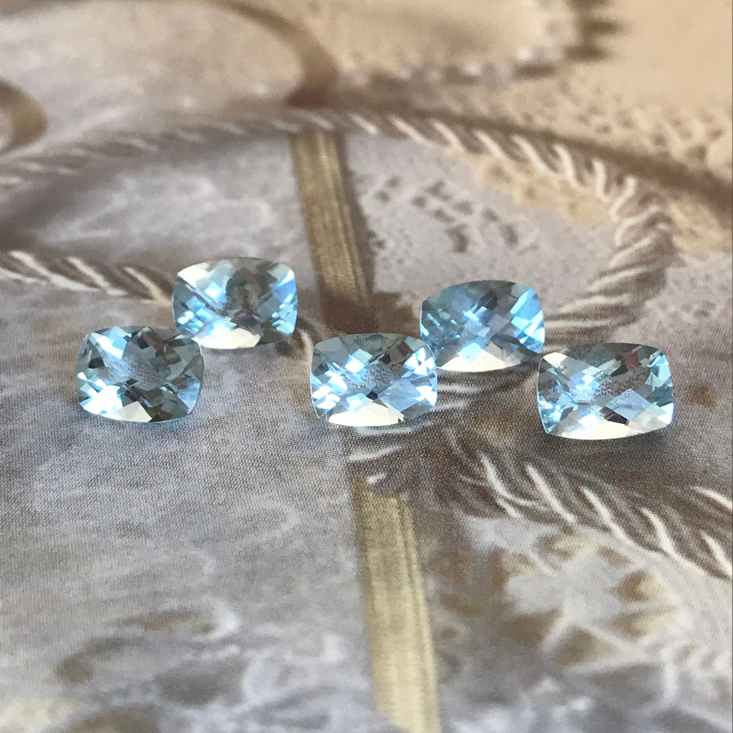One 7x5mm light Blue Aquamarine 0.80 Carats Checkerboard Rectangle Cushion Cut Loose Gem Faceted Gemstone Beryl March Birthstone