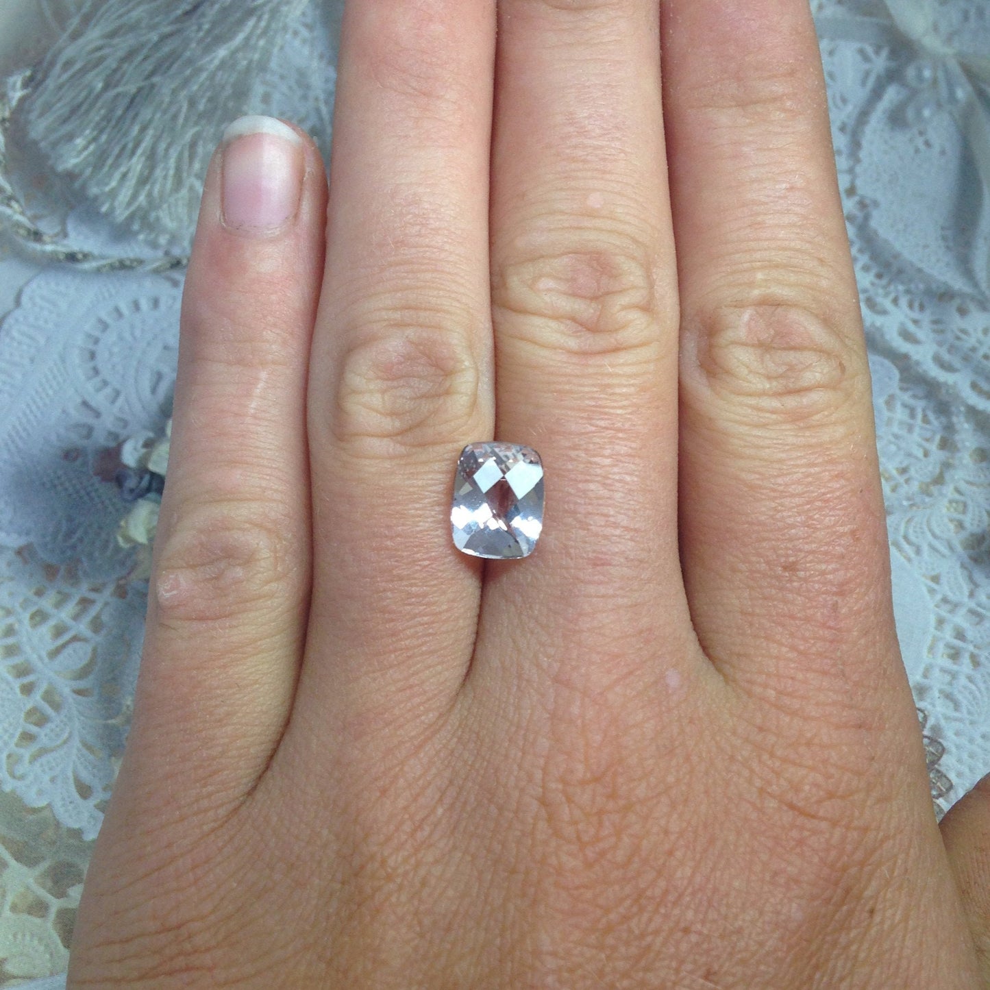 Morganite 10x8mm 2.66 Cushion Rectangle Cut Faint Beige Peach Loose Gem Unmounted Gemstone For Engagement Ring Wholesale Tested Beryl stone