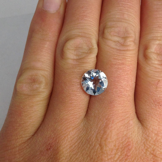 10mm Natural Light Aquamarine 2.81 carats Faint Blue Round Cut Loose Faceted Gemstone Beryl March Birthstone 10 millimeters unmounted ct
