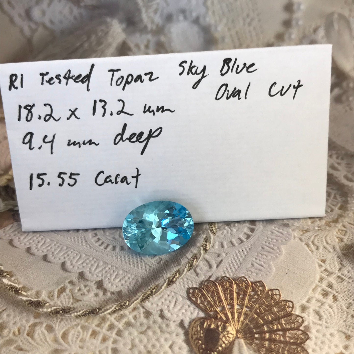 18x13 mm Sky Blue Topaz 15.5 Carat Oval Cut Loose Gem Wholesale Gemstone Nice Faceted Unmounted Aquamarine Substitute US Seller Flowing Gems