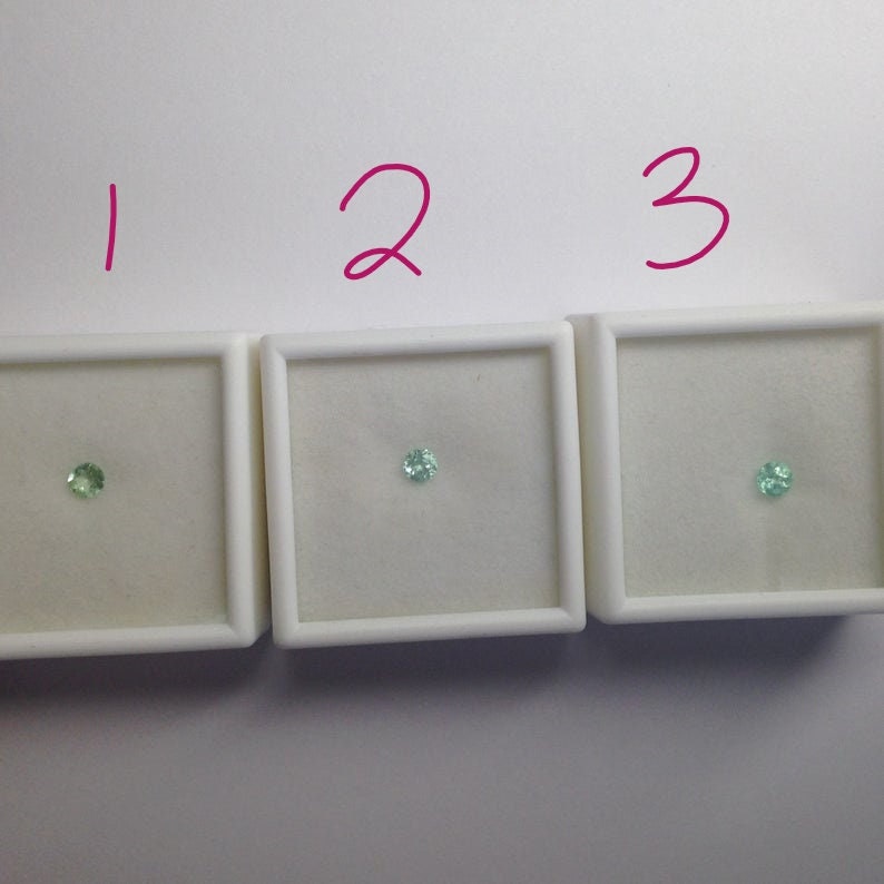 Your Pick 3 Green Blue Tourmaline Paraiba Cuprian 4 mm millimeters round 0.25 carat Faceted Loose Gemstone Unmounted Copper Bearing 4mm rare