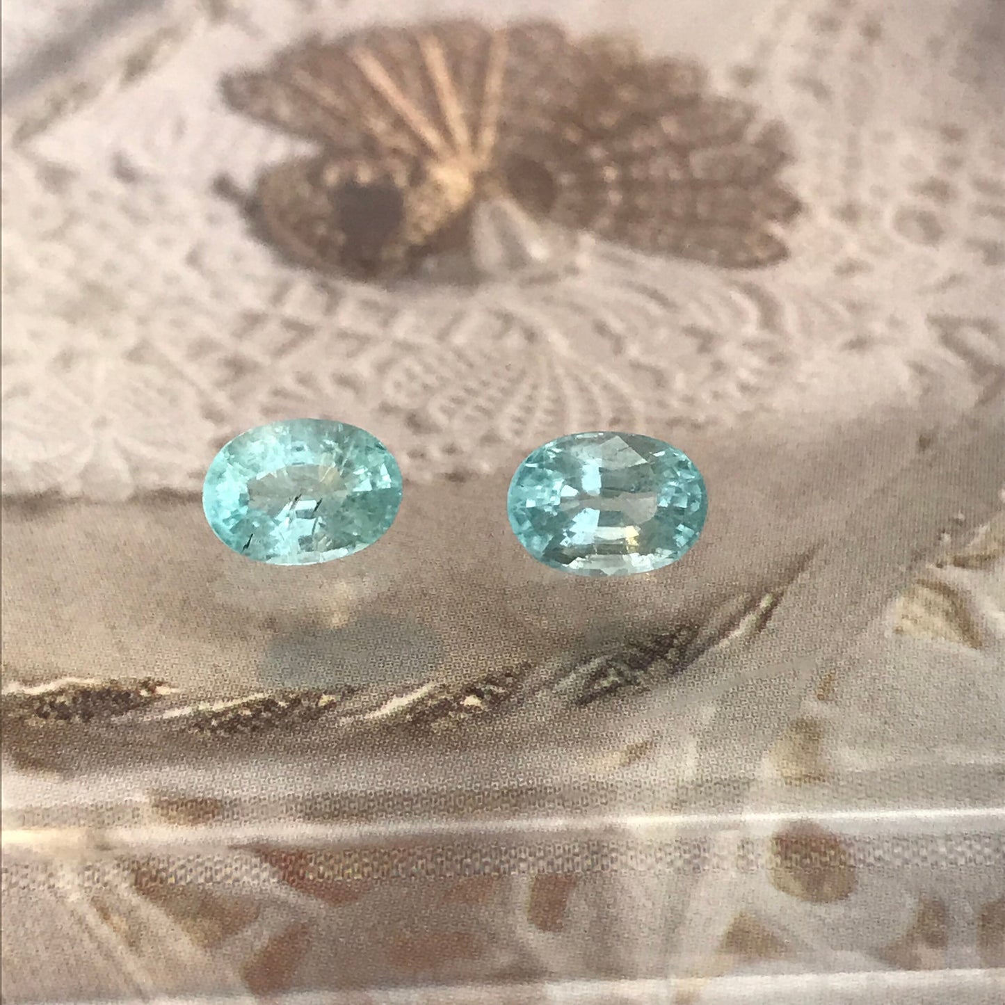 Natural Matching Green Blue Tourmaline 7x5 mm Oval Pair Paraiba Color 1.94 ctw Faceted Loose Gemstone Unmounted Gems Copper Bearing