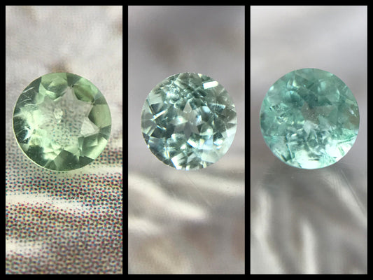 Your Pick 3 Green Blue Tourmaline Paraiba Cuprian 4 mm millimeters round 0.25 carat Faceted Loose Gemstone Unmounted Copper Bearing 4mm rare