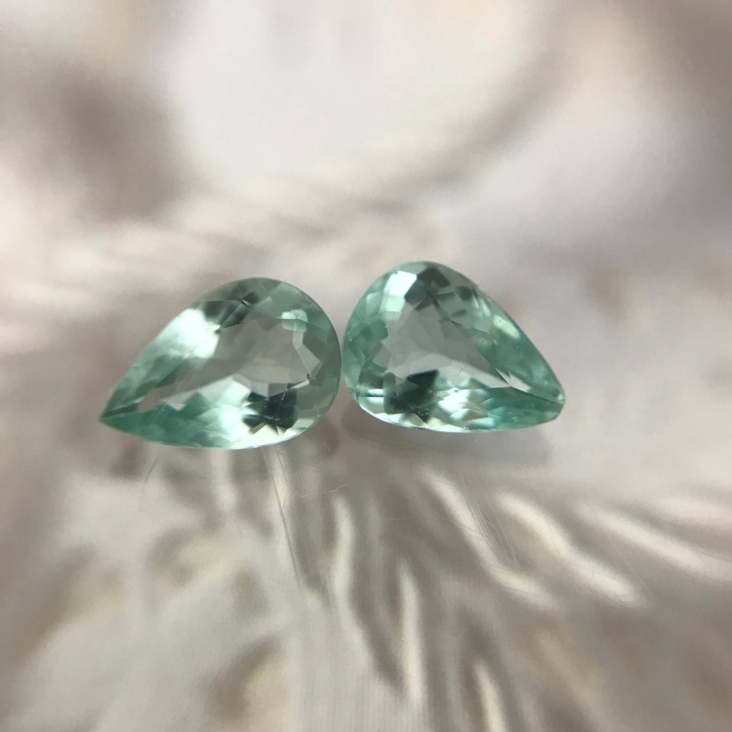Natural Matching Pair Blue Green Cuprian Tourmaline Paraiba Color 0.60cts each 7x5mm Pear Faceted Loose Gemstone Copper Bearing 1.2 ctw