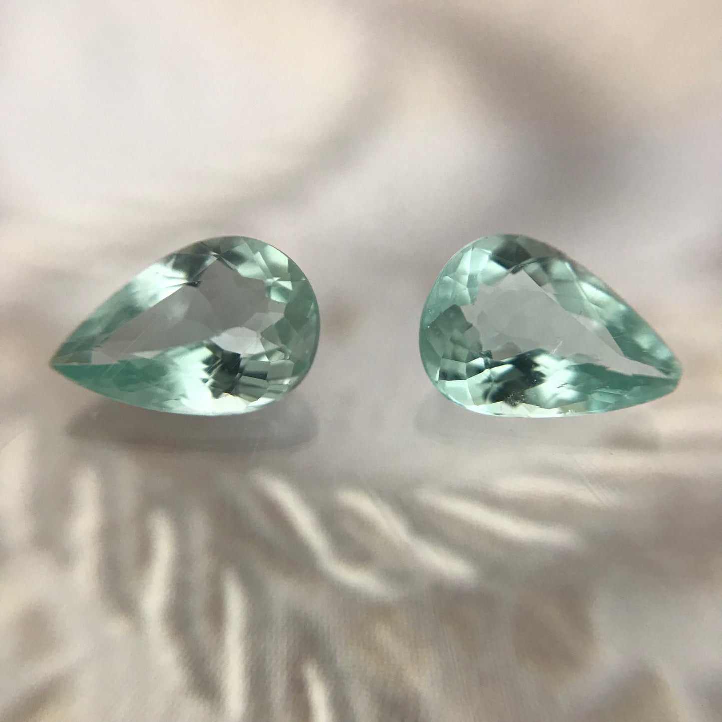 Natural Matching Pair Blue Green Cuprian Tourmaline Paraiba Color 0.60cts each 7x5mm Pear Faceted Loose Gemstone Copper Bearing 1.2 ctw