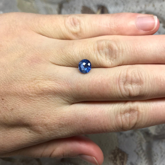 Natural Medium Blue Sapphire 6 mm roval round 1.73 Carats Oval Corundum Gem Faceted Loose Unmounted Gemstone Fancy prob Heat checkerboard ct