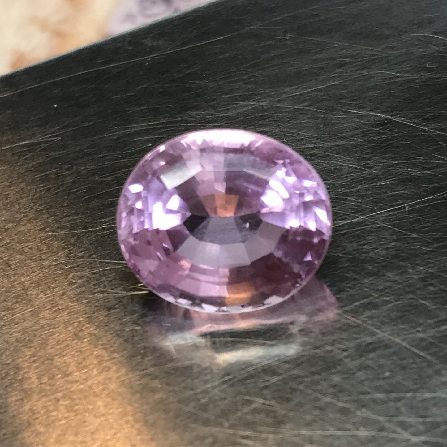 Kunzite 13x11.3mm 8.4 carats Oval Pink Purple Spodumene Faceted Loose Gemstone Nice Color