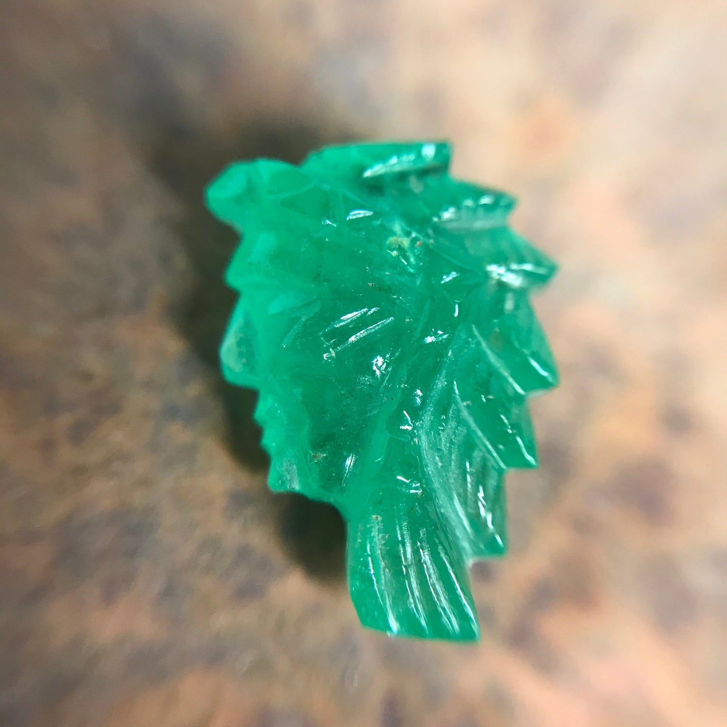 4 Ct Natural Emerald Carved Native American Indian Precious Gemstone Loose Carved Face appr. 14x9 mm