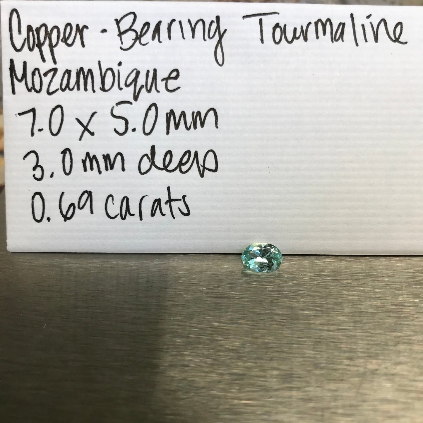7x5mm Natural Copper Bearing Cuprian Light Green Blue Mozambique Tourmaline 0.70 Ct, Paraiba-Type Oval Gems Faceted Loose Gemstone Stone