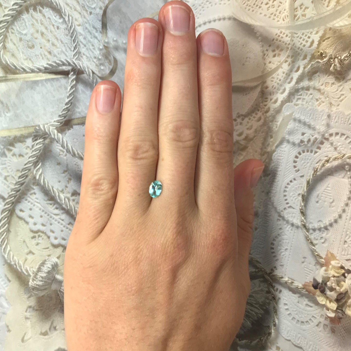 7x5mm Natural Copper Bearing Cuprian Light Green Blue Mozambique Tourmaline 0.70 Ct, Paraiba-Type Oval Gems Faceted Loose Gemstone Stone