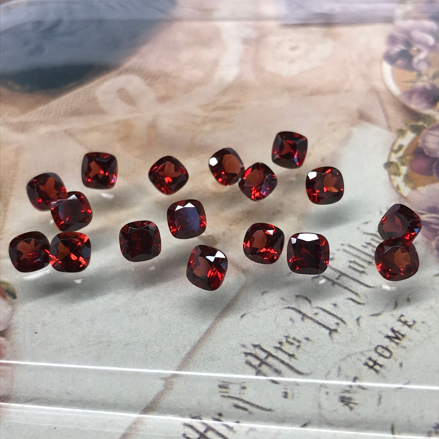 One Garnet 5mm Cushion Cut Faceted Loose Stones Unmounted Gemstone Red Flowing Gems Approx 0.75ct Garnet
