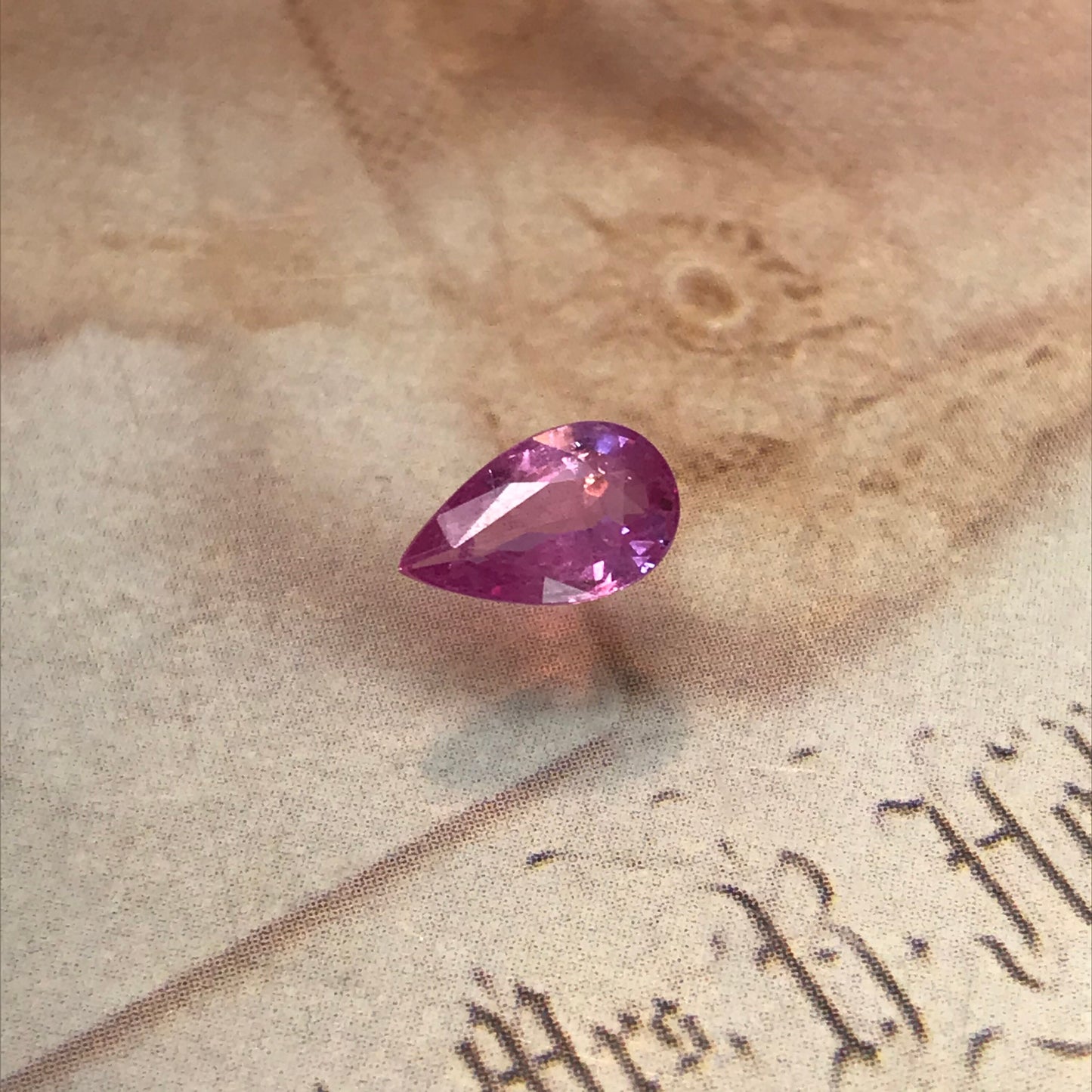 1.26 Carat Natural Pink Sapphire 8.7x5.3mm Pear Tear Drop Corundum Gem Faceted Loose Unmounted Gemstone, Earth Mined Sapphire