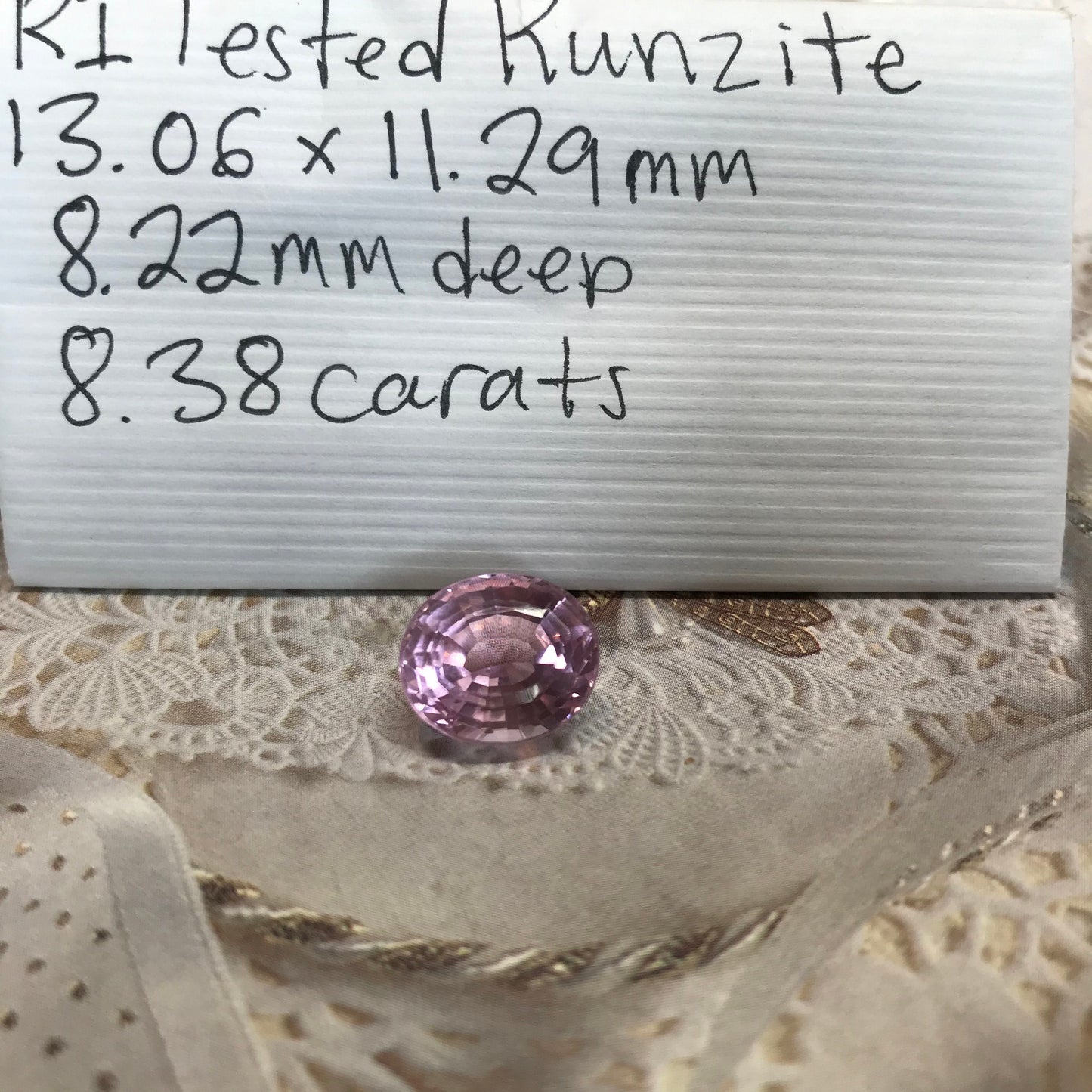 Kunzite 13x11.3mm 8.4 carats Oval Pink Purple Spodumene Faceted Loose Gemstone Nice Color