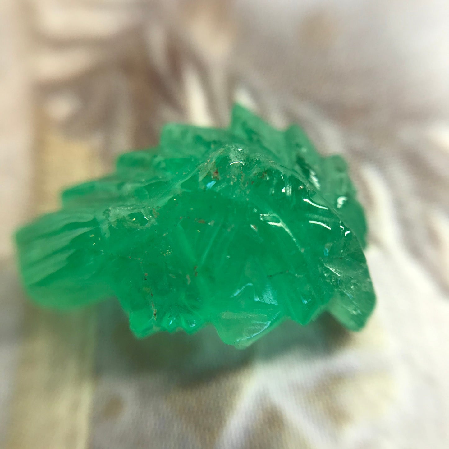 4 Ct Natural Emerald Carved Native American Indian Precious Gemstone Loose Carved Face appr. 14x9 mm