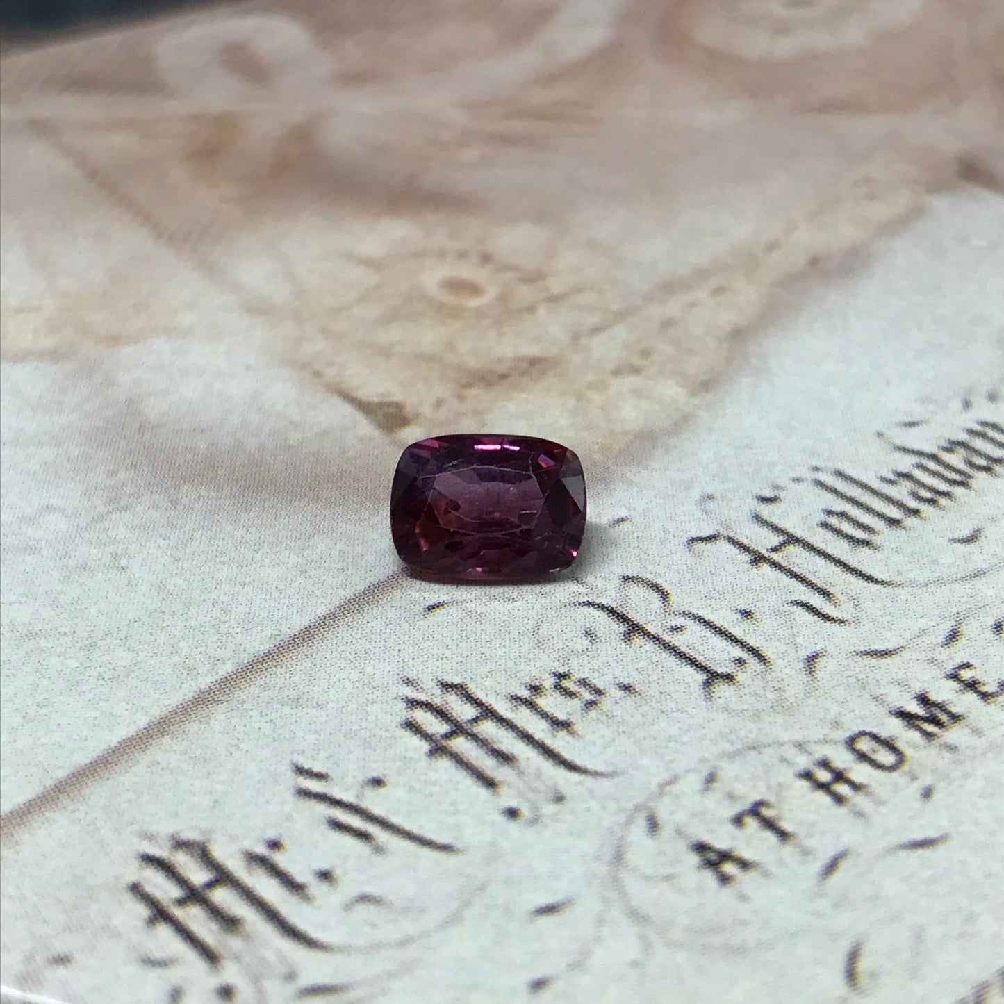 1.50 carats Purple Red Sapphire Certified cushion cut faceted gemstone loose 5.73x7.53 Heated gemstone