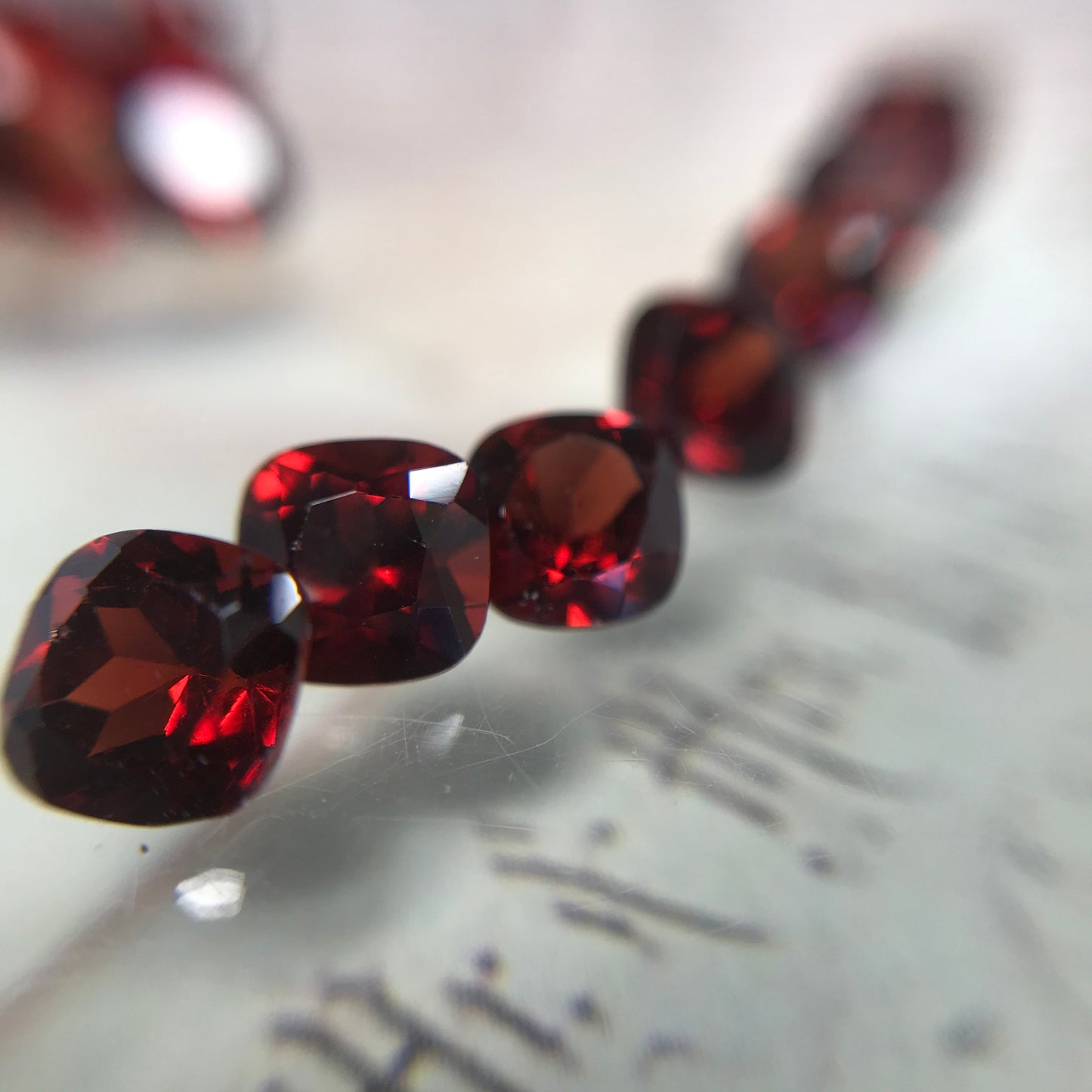 One Garnet 5mm Cushion Cut Faceted Loose Stones Unmounted Gemstone Red Flowing Gems Approx 0.75ct Garnet