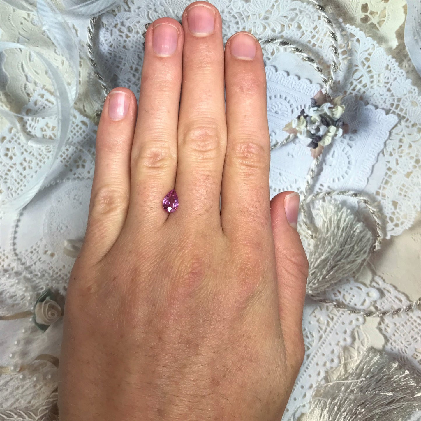 1.26 Carat Natural Pink Sapphire 8.7x5.3mm Pear Tear Drop Corundum Gem Faceted Loose Unmounted Gemstone, Earth Mined Sapphire