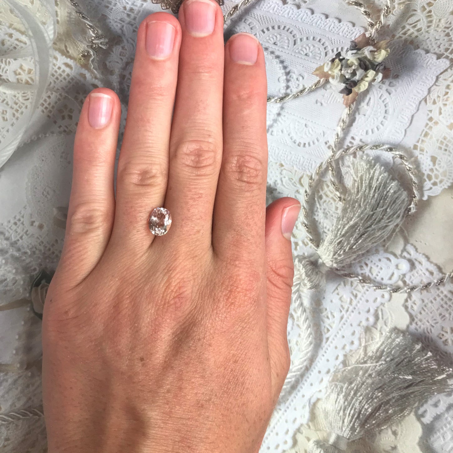 Morganite 1.77 cts 9x7mm Oval Cut Light Peach Pink Color Faceted Gem Loose Beryl Gemstone Unmounted Stone 7x9mm US Seller Flowing Gems