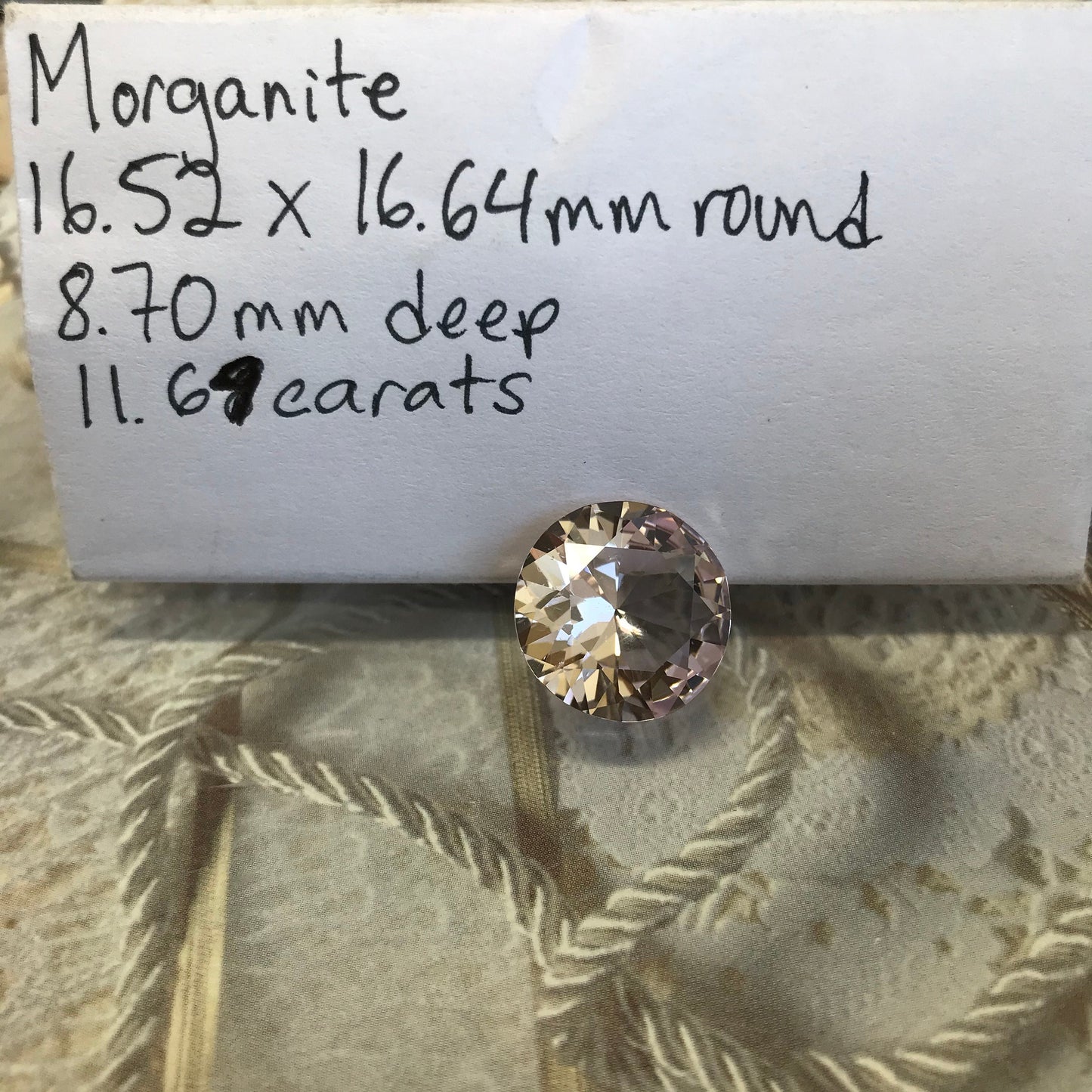 11.69 Carat Natural Morganite 16.5mm Round Light Purple Cut Loose Gem Unmounted Gemstone Beryl, 16 mm Round Certified Morganite US Seller