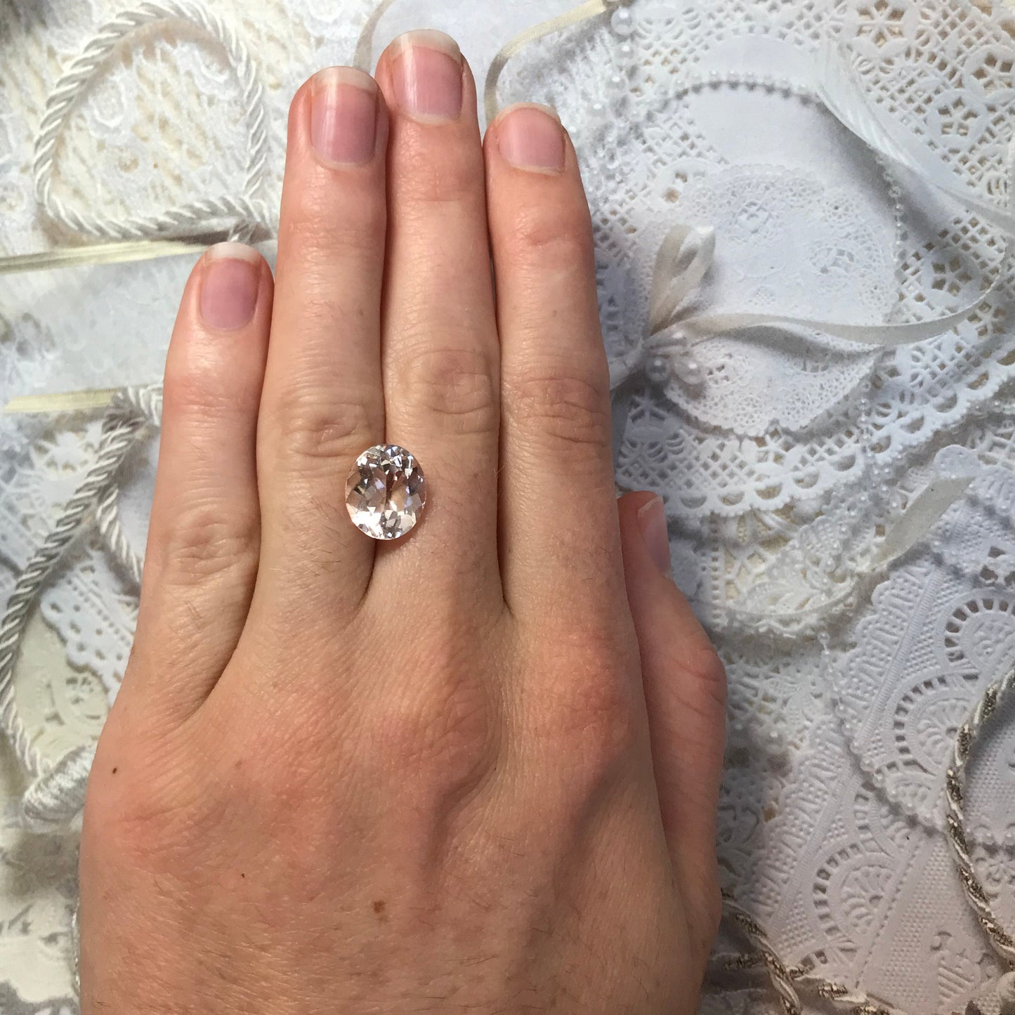 Peach Pink Morganite 12x10mm 4.39 Carat Oval Cut Faceted Loose Gemstone Unmounted Gem, For Engagement Ring, Loose Oval Natural Morganite