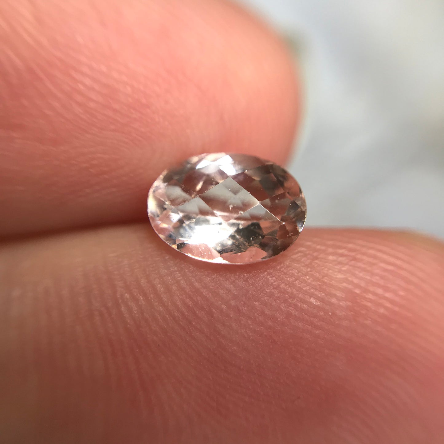 8x6mm Morganite 1 Carat Oval Checkerboard Cut Peachy Pink Color Beryl For Engagement Ring Faceted Loose Wholesale Gemstone