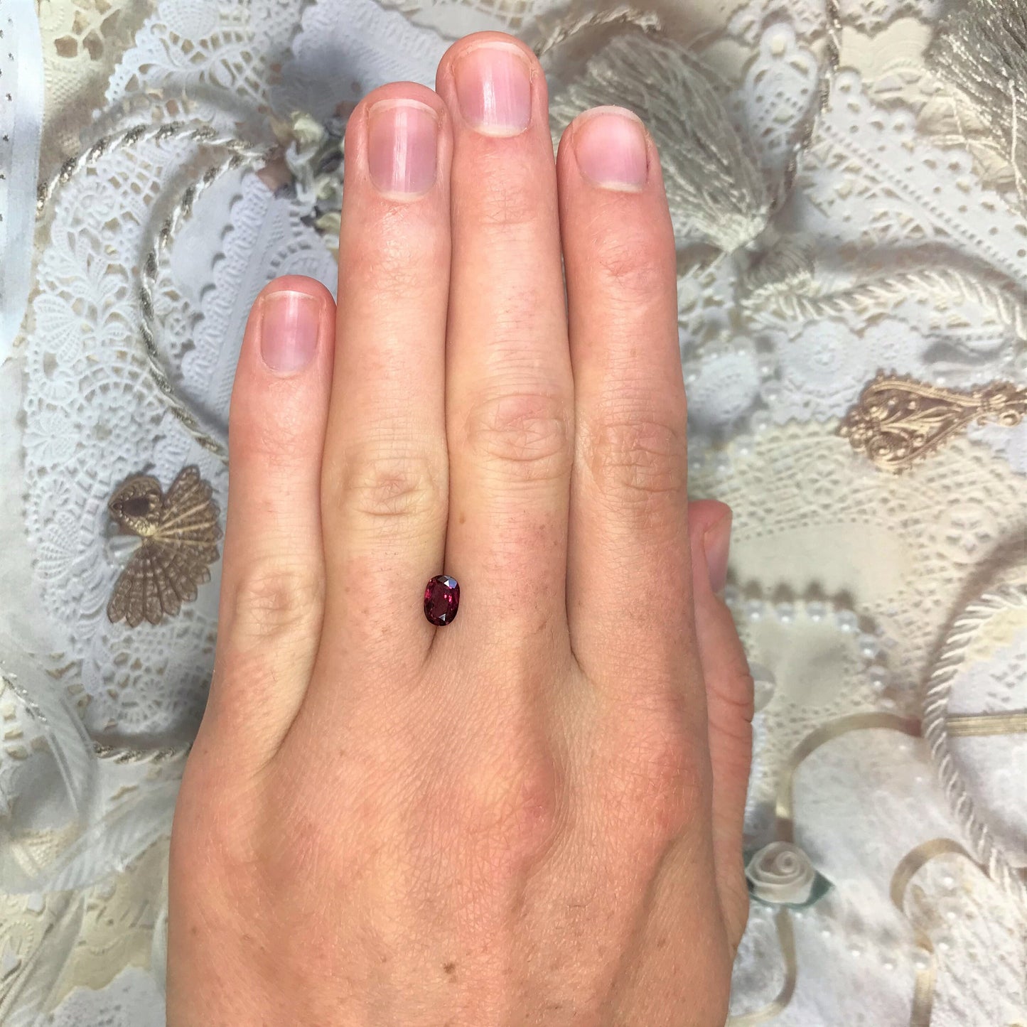 0.81 Carat Natural Ruby 6.4x4.4mm Loose Gemstone Faceted Gem Corundum Oval Cut Purple Red Real Stone 6 x 4 mm July Birthstone