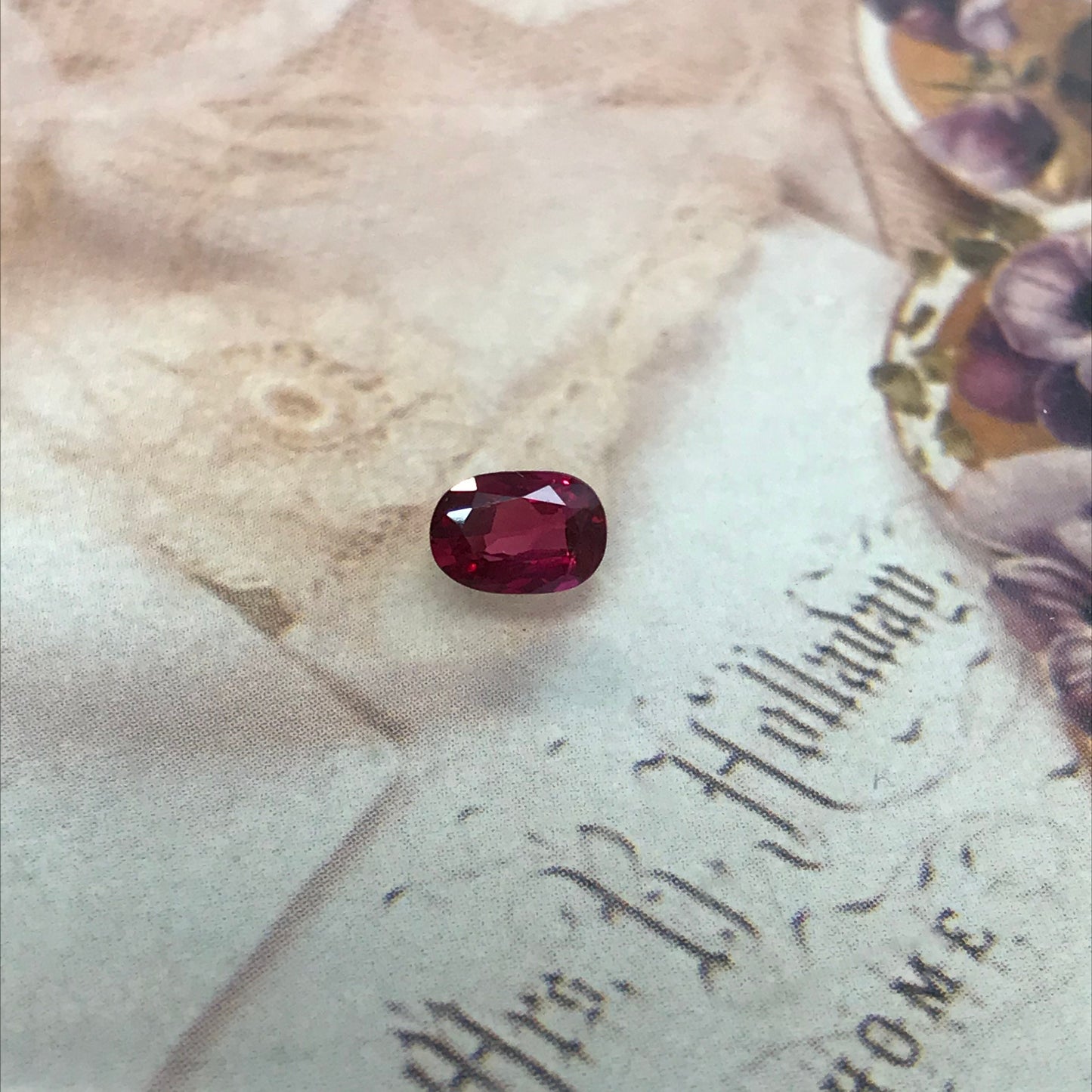 0.81 Carat Natural Ruby 6.4x4.4mm Loose Gemstone Faceted Gem Corundum Oval Cut Purple Red Real Stone 6 x 4 mm July Birthstone