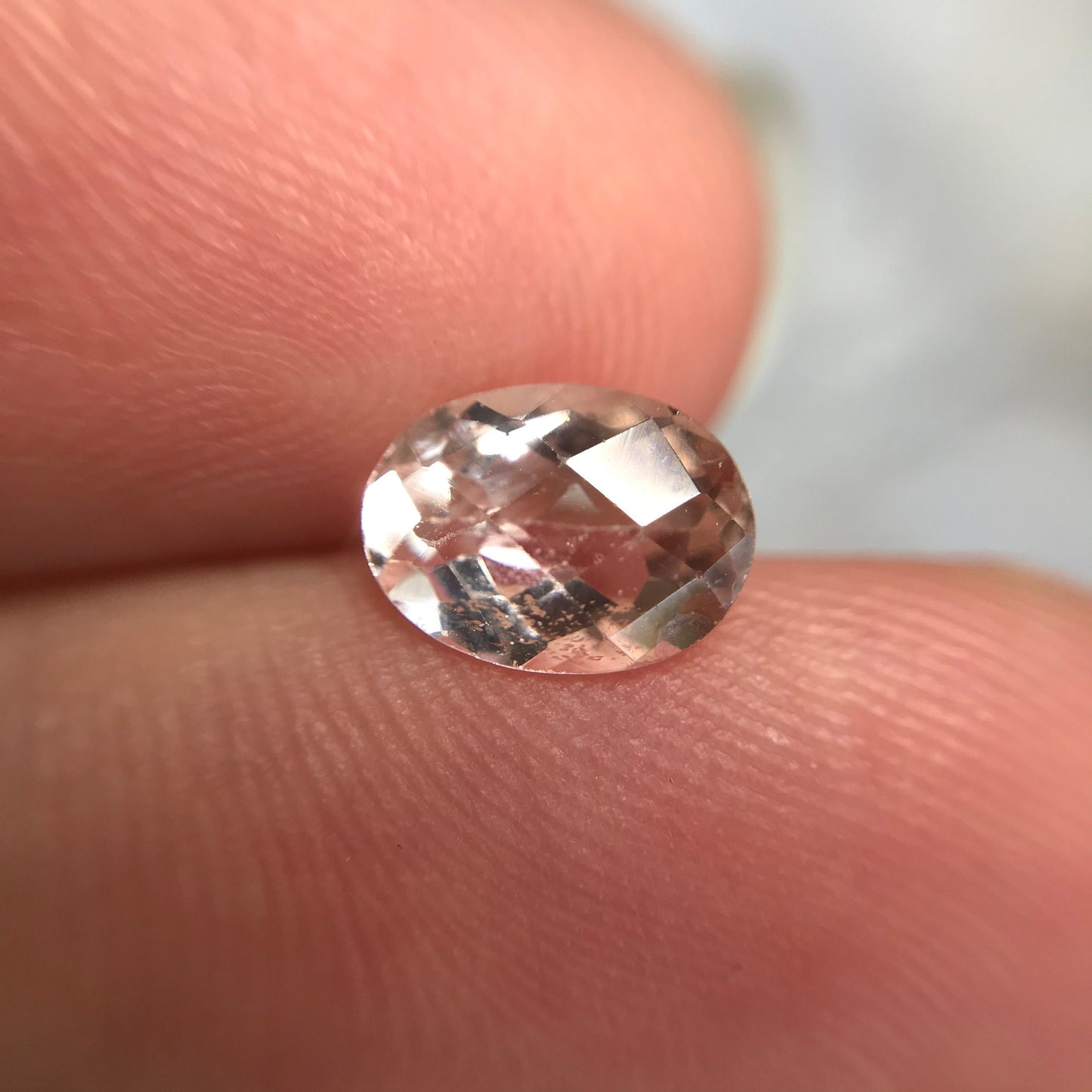 8x6mm Morganite 1 Carat Oval Checkerboard Cut Peachy Pink Color Beryl For Engagement Ring Faceted Loose Wholesale Gemstone