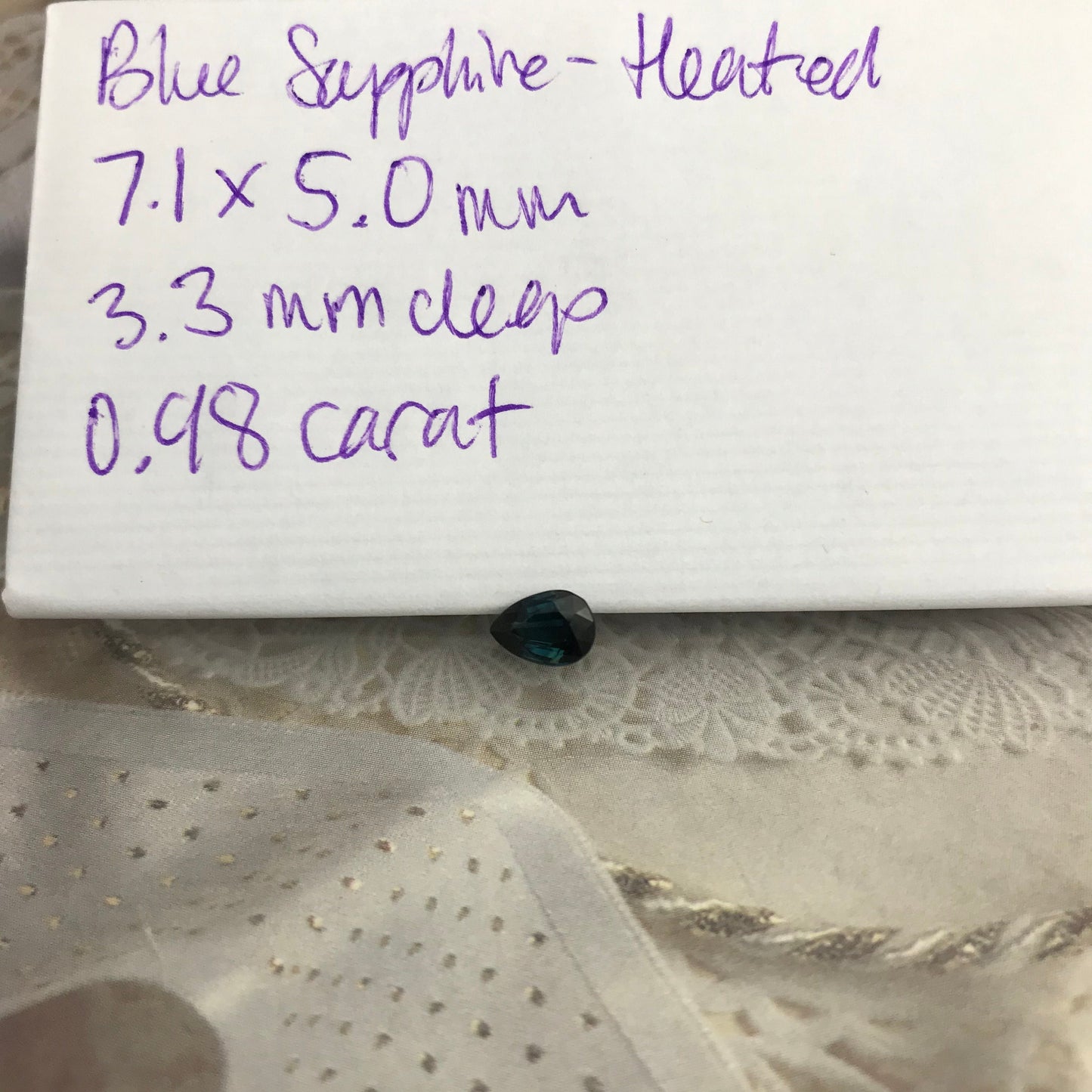 7x5mm Natural Blue Sapphire 1 Carat Pear Tear Drop Corundum Dark Teal Blue Gem Faceted Loose Gemstone Heated Sapphire