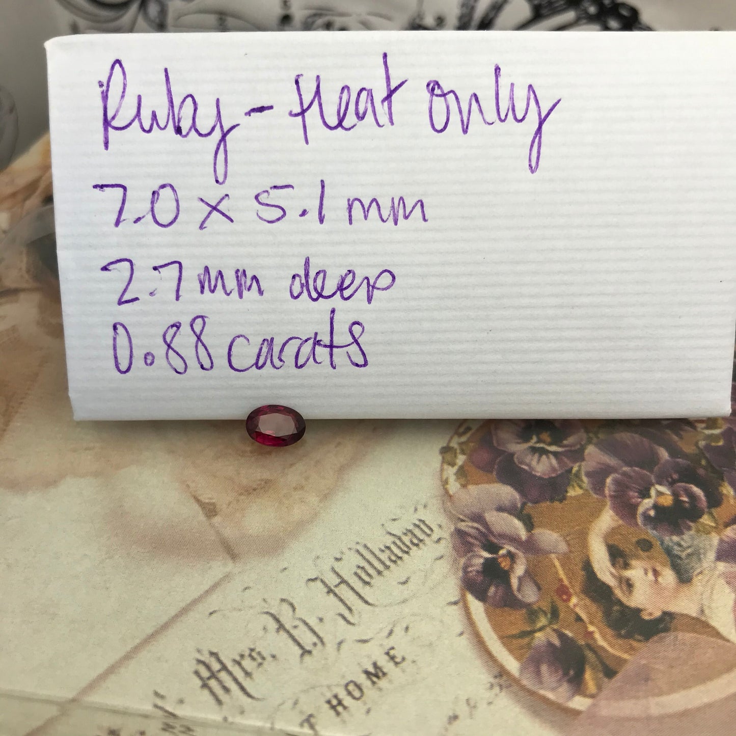 7x5mm Natural Ruby Heat Only 0.88 Carat Dark Purplish Red Loose Faceted Oval Cut Gem, July Birthstone