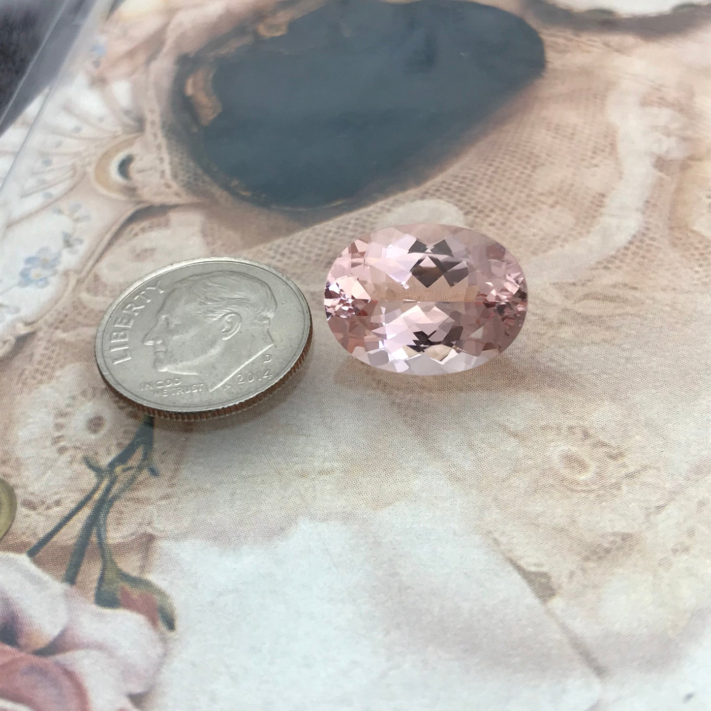 8.40 Carat Peach Pink Morganite 16x12mm Oval Cut Loose Gem Unmounted Gemstone Beryl Peachy Pink Morganite Large Faceted Stone