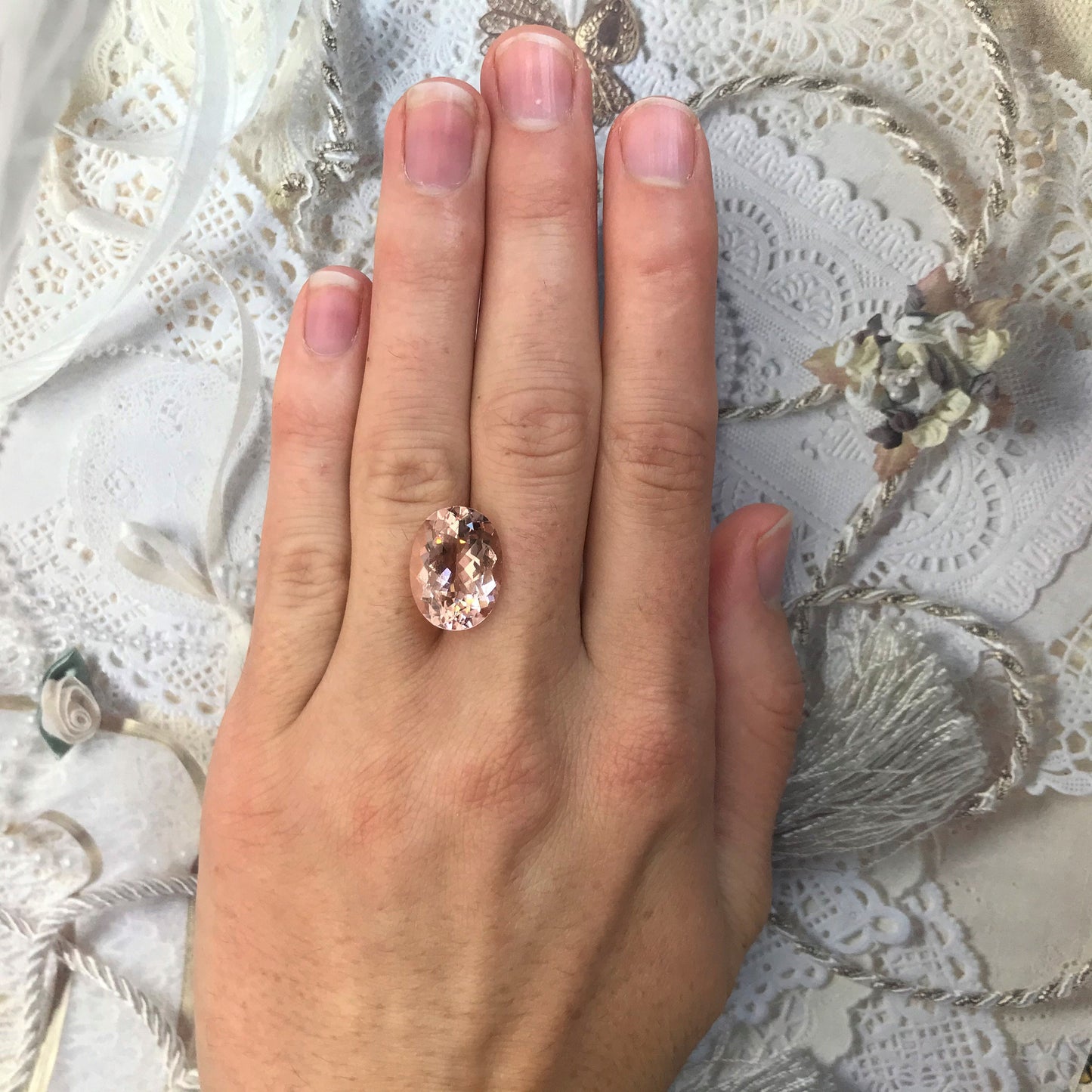 8.40 Carat Peach Pink Morganite 16x12mm Oval Cut Loose Gem Unmounted Gemstone Beryl Peachy Pink Morganite Large Faceted Stone