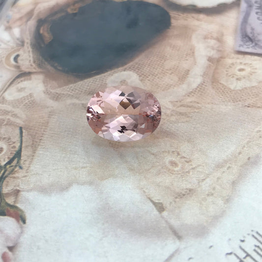 8.40 Carat Peach Pink Morganite 16x12mm Oval Cut Loose Gem Unmounted Gemstone Beryl Peachy Pink Morganite Large Faceted Stone